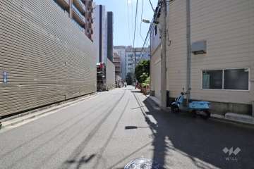 敷地西側の前面道路(北側から)