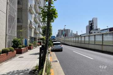 敷地西側の前面道路（北側から）