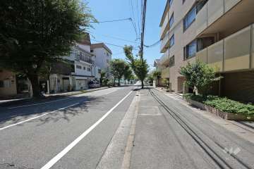 敷地南東側の前面道路（北東側から）