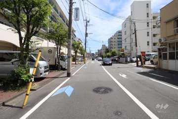 敷地南西側の前面道路(北西側から)