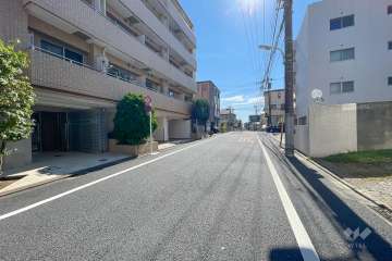 敷地西側の前面道路（北側から）