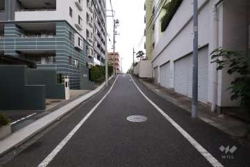 敷地西側の前面道路(南側から)