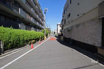 敷地南東側の前面道路(南西側から)