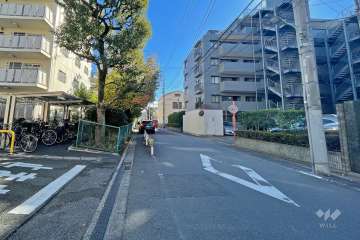 敷地南西側の前面道路（北西側から）