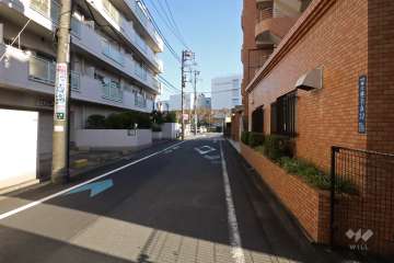 敷地南側の前面道路(西側から)