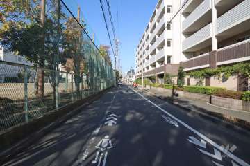敷地西側の前面道路(南側から)