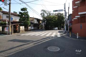 敷地南東側の前面道路（北東側から）