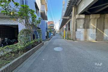 敷地南側の前面道路（西側から）