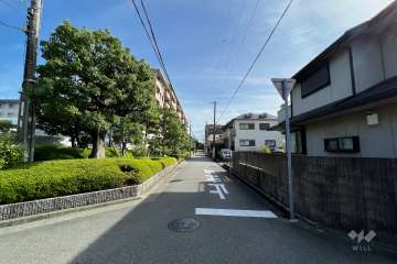 敷地西側の前面道路(北側から)