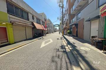 敷地北東側の前面道路（北西側から）