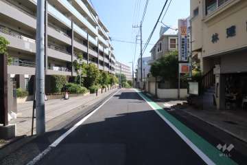敷地南東側の前面道路(南西側から)
