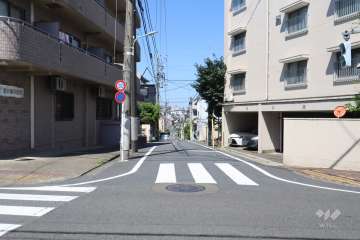 敷地北西側の前面道路(南西側から)