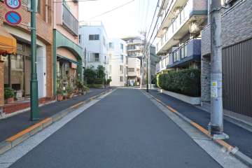 敷地北東側の前面道路（南東側から）