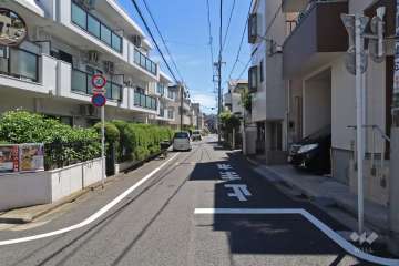 敷地西側の前面道路（北側から）