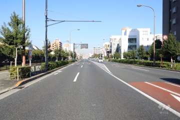 敷地の南西側道路(北東側から)