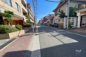 敷地南西側の前面道路（北西側から）