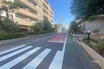 敷地南西側の前面道路（北西側から）