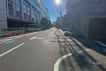 敷地東側の前面道路（北側から）
