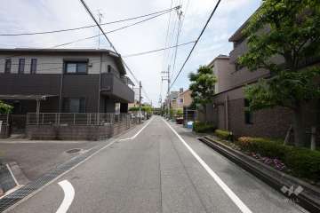 敷地北側の前面道路（西側から）