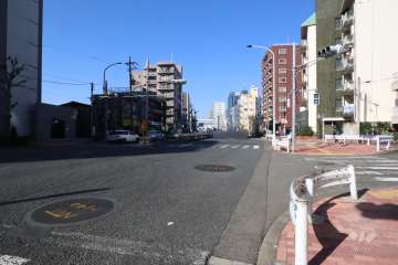 敷地北側の前面道路(西側から)