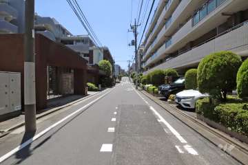 敷地南東側の前面道路(北東側から)