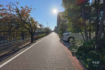 敷地北東側の前面道路（北西側から）