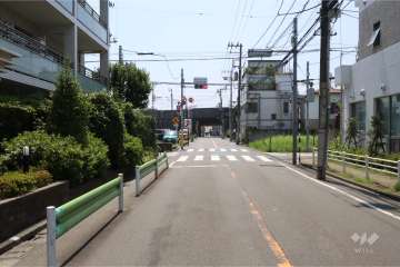 敷地南西側の前面道路(北西側から)