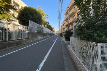 敷地北西側の前面道路（南西側から）