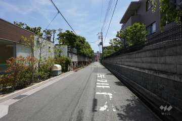 敷地北側の前面道路（西側から）