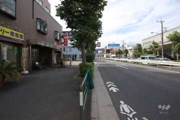 敷地北東側の前面道路(南東側から)