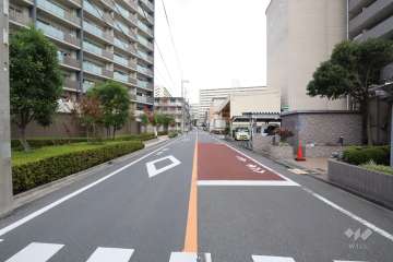敷地北側の前面道路（西側から）