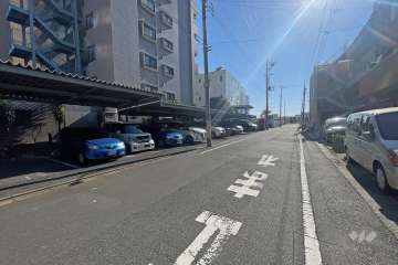 敷地西側の前面道路（北側から）