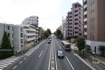 敷地南西側の前面道路(北西側から)