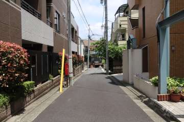 敷地南東側の前面道路(南西側から)