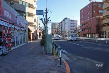 敷地南西側の前面道路（北西側から）