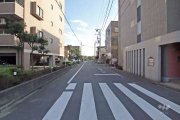 敷地西側の前面道路(北側から)