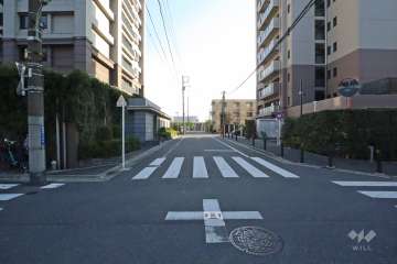 敷地東側の前面道路（北側から）