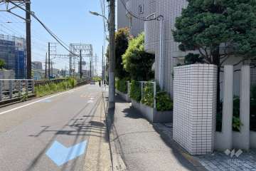 敷地の北東側前面道路（北西側から）