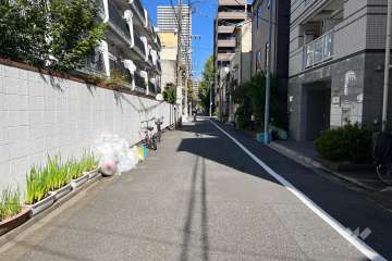 敷地の南東側前面道路（南西側から）