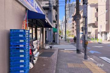敷地北東側の前面道路（南東側から）