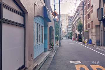 敷地北西側の前面道路（北東側から）
