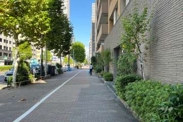 敷地の北西側前面道路（南西側から）