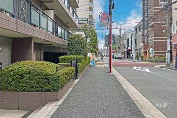 敷地の南西側前面道路（北西側から）