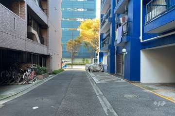 敷地の南西側前面道路（南東側から）
