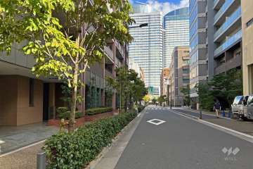 敷地の南西側前面道路（北西側から）
