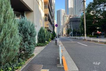 敷地の南西側前面道路（北西側から）