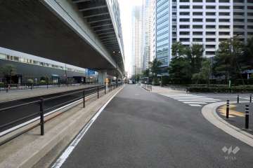 敷地北東側の前面道路(南東側から)