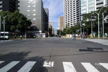 敷地南西側の前面道路(南東側から)