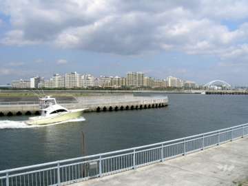 芦屋のヨットハーバーから見た西宮マリナパークシティ