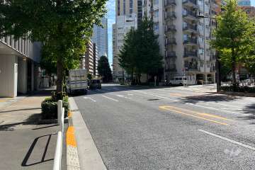 敷地の北側前面道路（西側から）